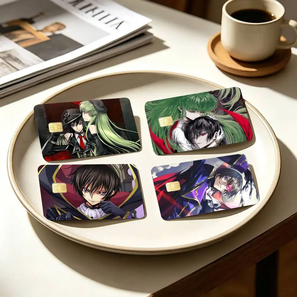 Code Geass Character C.C And Lelouch   4pcs 1Set Card Stickers Small Waterproof Chip 4PCS Card Sticker Anti-Scratch