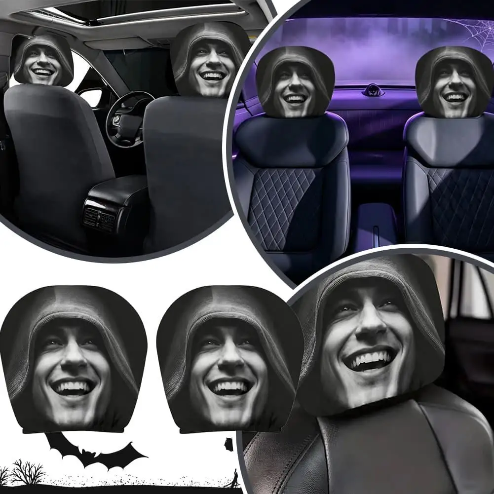 Halloween Funny Horror Face Car Headrest Cover Universal Vehicle Seat Head Rest Protector Novelty Car Styling Accessory 자동차 부품