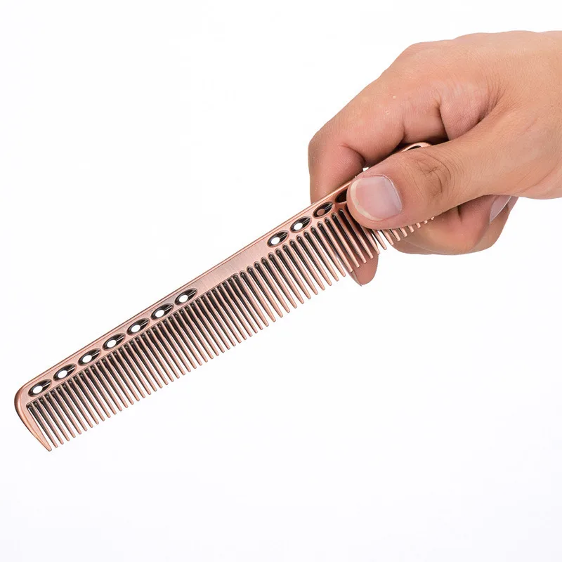 Hair Comb Fine Cutting Teeth Hairdressing Stainless Steel Comb Styling Hair Cutting Space Aluminum Comb Beauty Hair Salon Tools