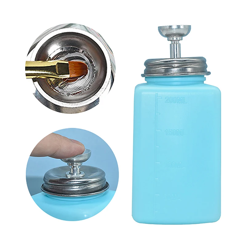 200ML Dispenser Pump Bottle Nail Polish Down Push Remover Bottles Empty Pumping Jar Airless Press Manicure Clear Liquid Makeup