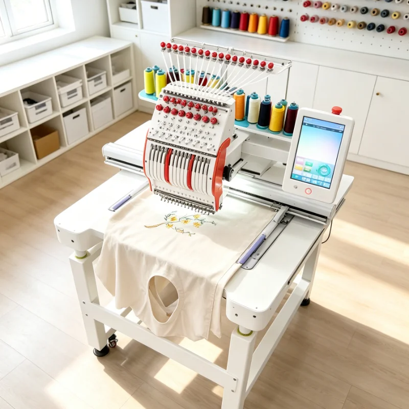 Customized High Speed Embroidery Machine Computerized 4 Needles LCD Screen for T-Shirt Embroidery and Small Business