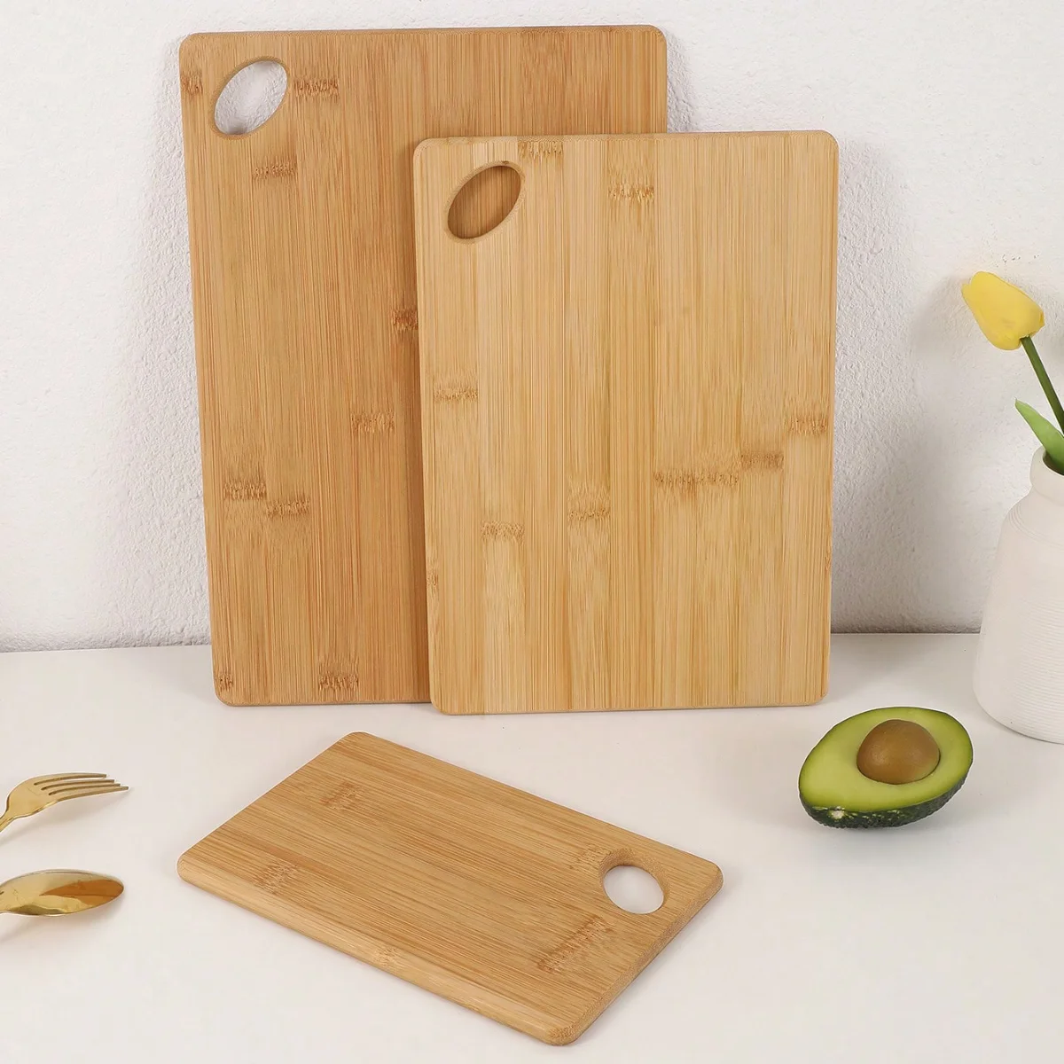 3Pcs/1Pcs Set of Three Large, Medium, and Small Bamboo Cutting Boards or 1 Bamboo Cutting Board, Cheese Board, Tray, Bread Board, Fruit Board, Steak Board