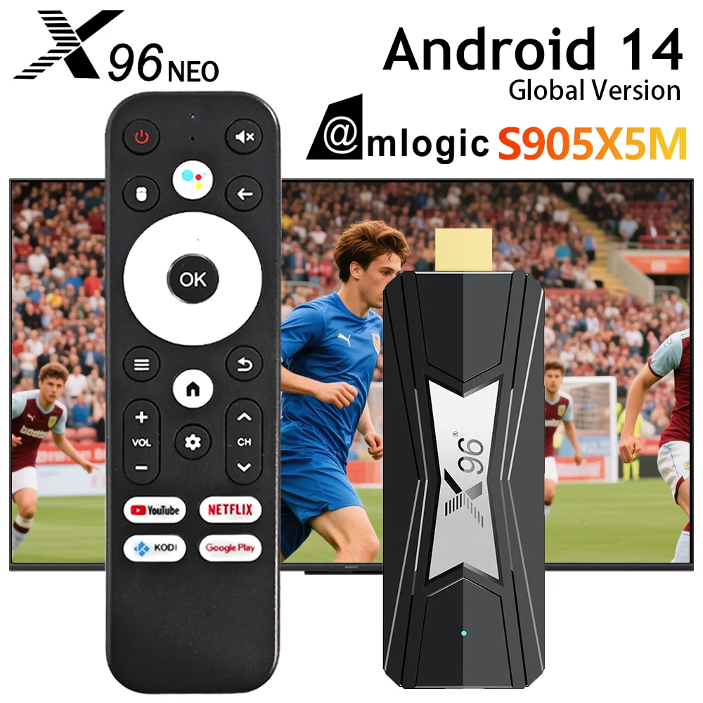 X96 NEO Amlogic S905X5M Android 14 AI TV Box 4G32G 2.4G 5G Dual Wifi TV BOX STICK 4k Smart Android Dongle Set-Top Box 2G16G