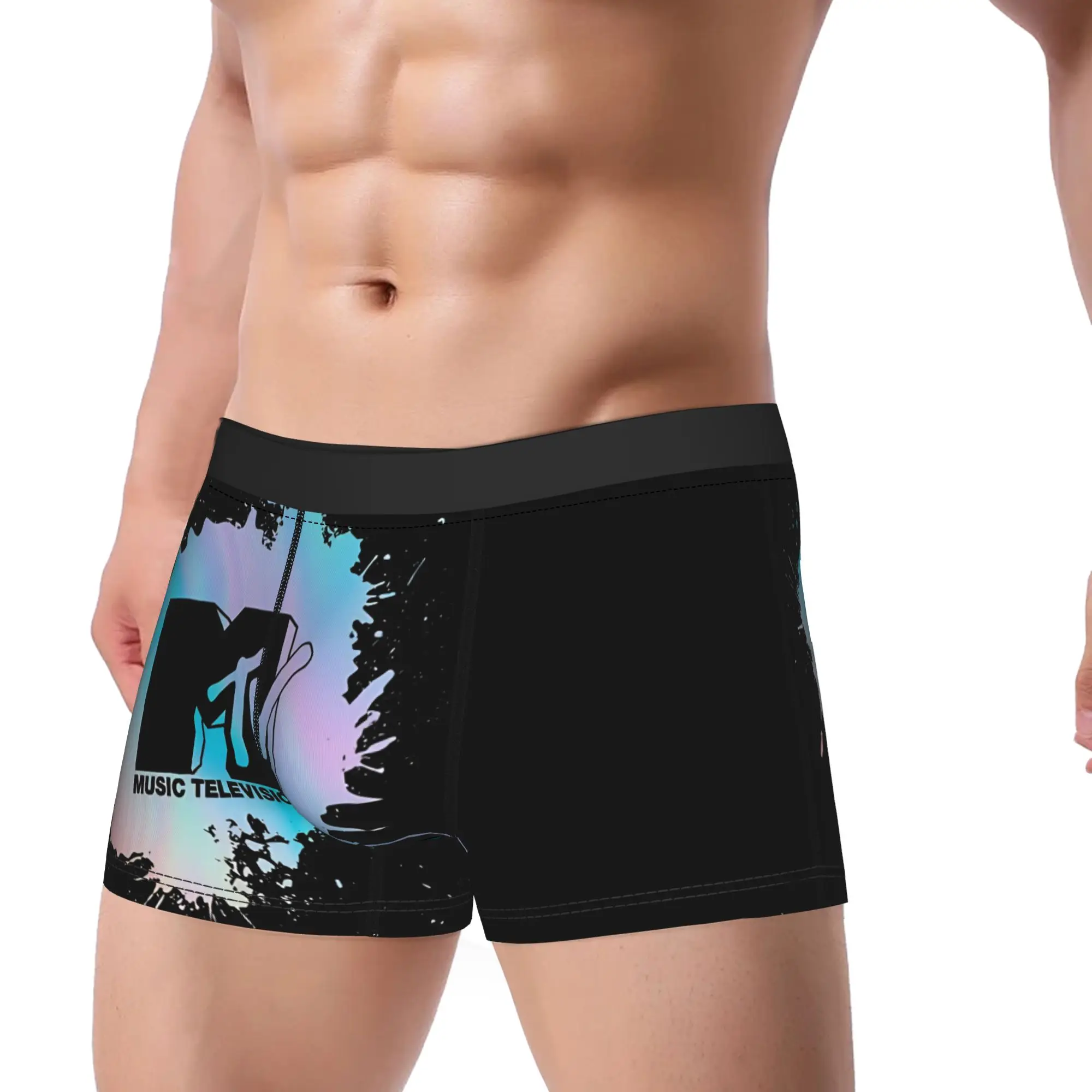 Vintage Oil Slick Paint Splatter  MTV Underpants Breathbale Panties Men's Underwear Print Shorts Boxer Briefs