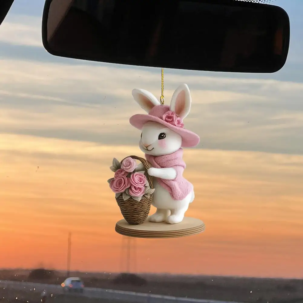 Easter Bunny Keychain Cartoon Calf Rabbit Pendant Bag Charm Acrylic Car Rearview Mirror Decoration Gift for Valentine's Day East