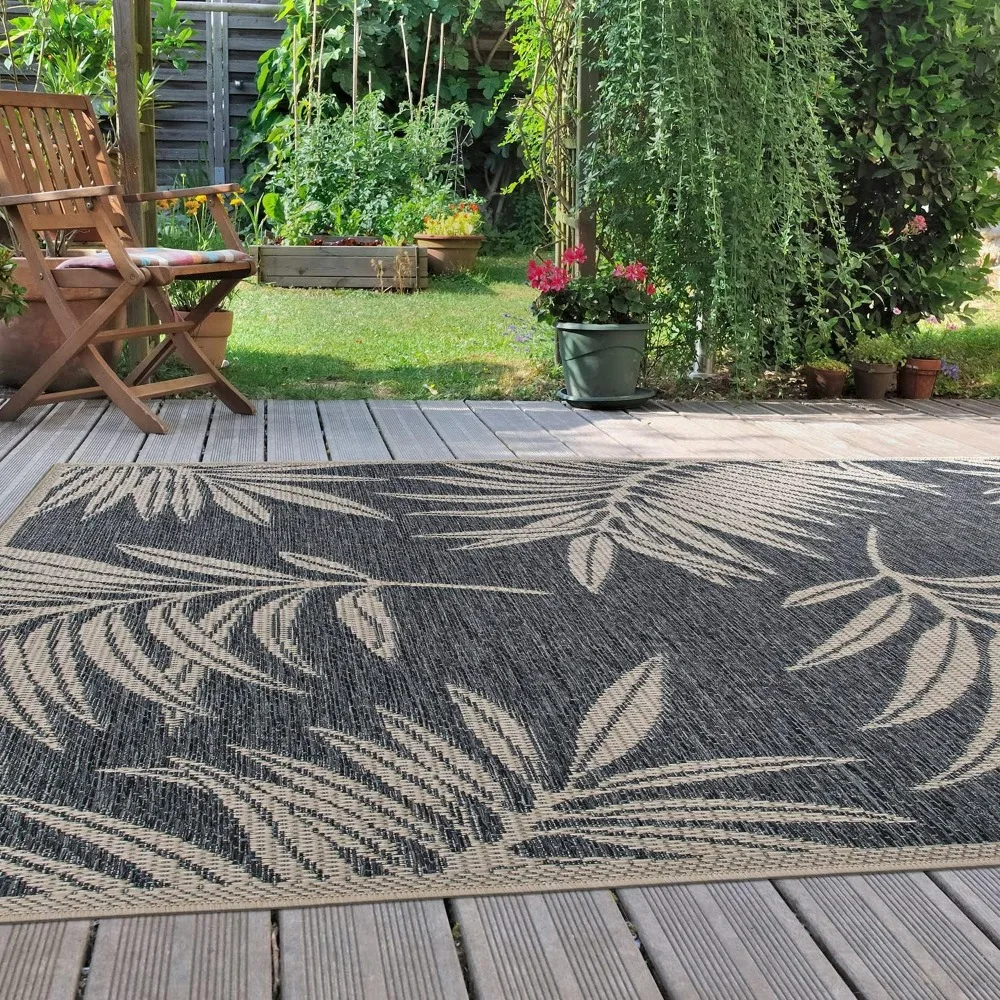 Rugshop Leaf Design for Patio Rugs,Deck Rugs,Balcony Rugs Indoor/Outdoor Area Rug 7'10