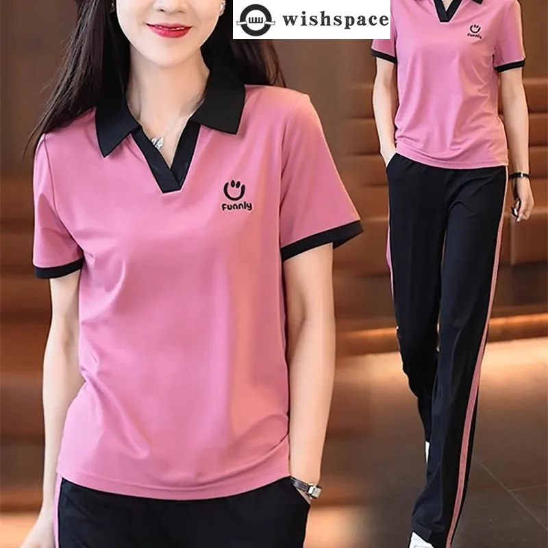 Summer New Loose and Fashionable Casual Suit for Women Slim and Stylish Age Reducing Short Sleeved Two-piece Set