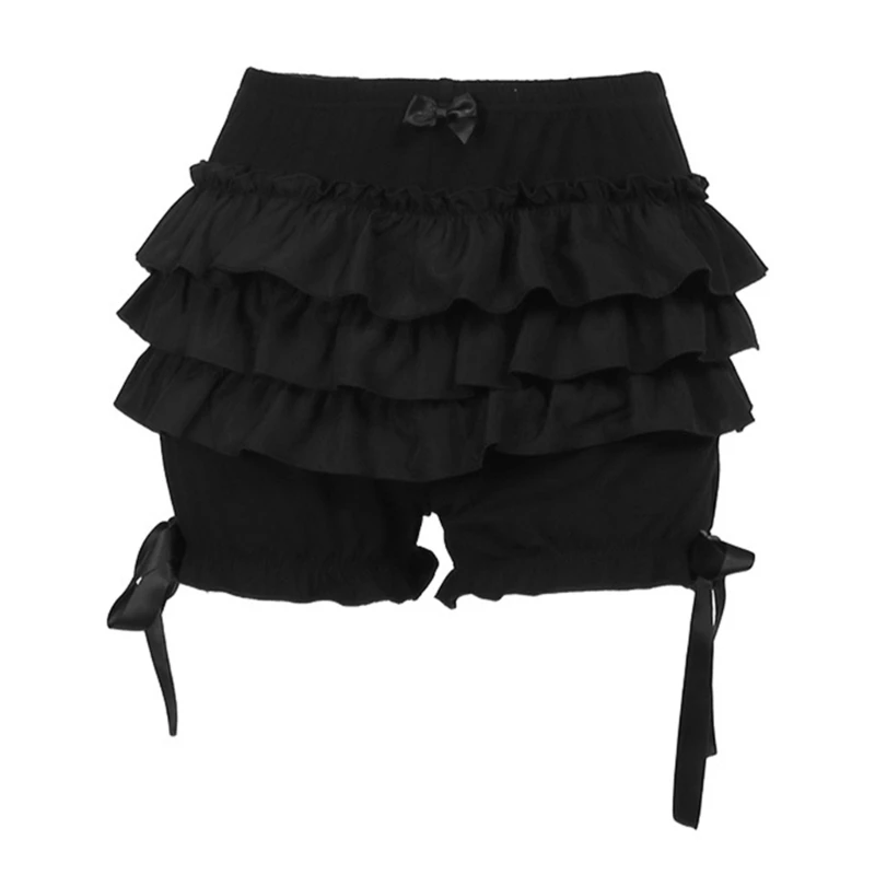 Sommer-Freizeitshorts mit hoher Taille, Polyester-Rüschenrockhose für Damen und Mädchen