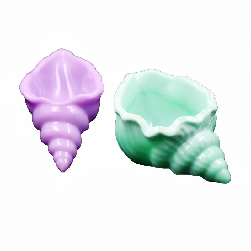 3D Conch Silicone Epoxy Resin Mold DIY Crystal Ocean Shell Makeup Egg Storage Box Candle Tray Gypsum Cement Mold Home Decor Gift