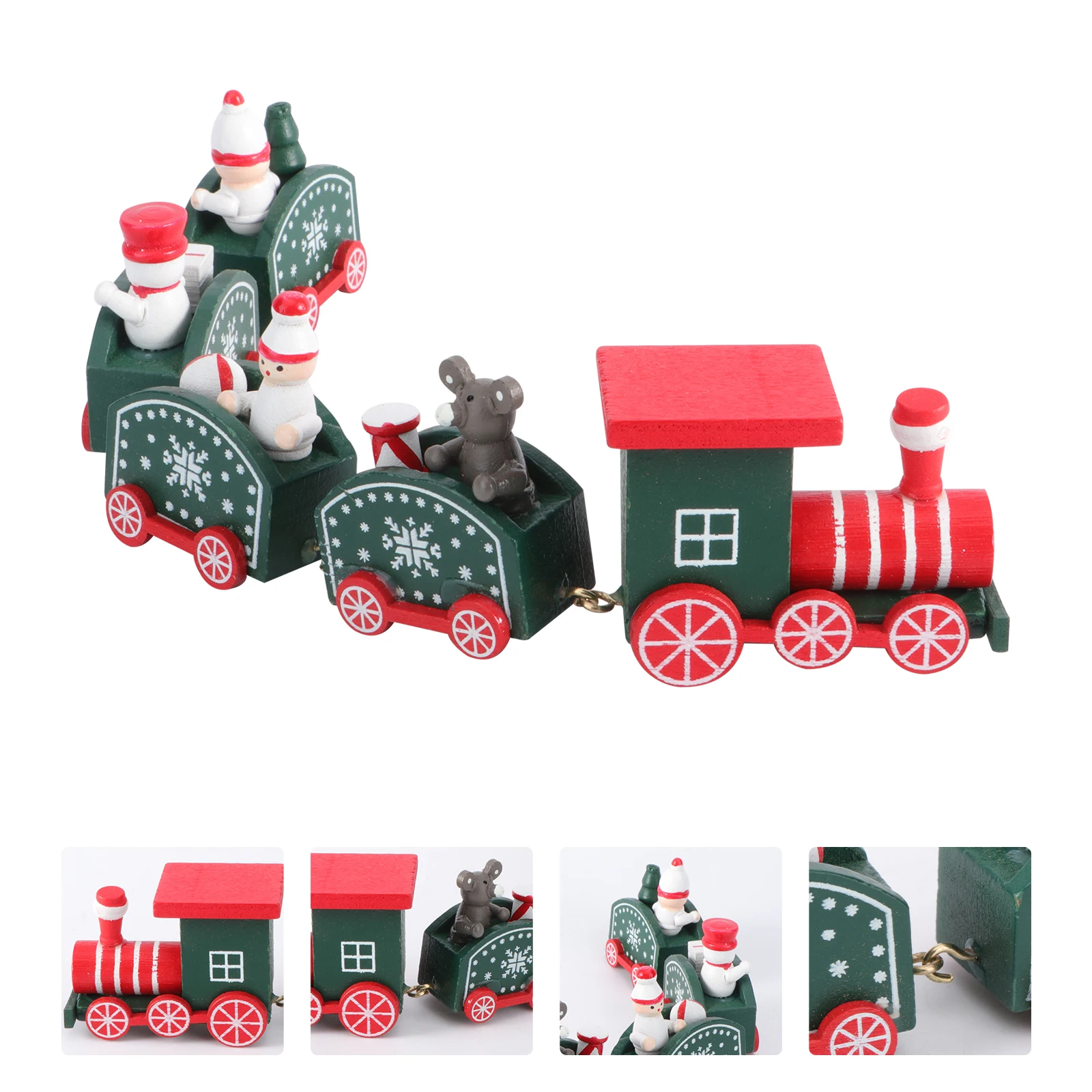 

Christmas Wooden Train Child Decoration Xmas Figurine Bamboo Holiday Toy Ornaments