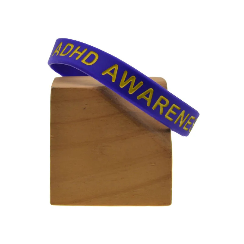 Bracelet en Silicone pour sensibilisation au tdah, 50 pièces, Logo multicolore, pour événement de carité, cadeau, taille adulte