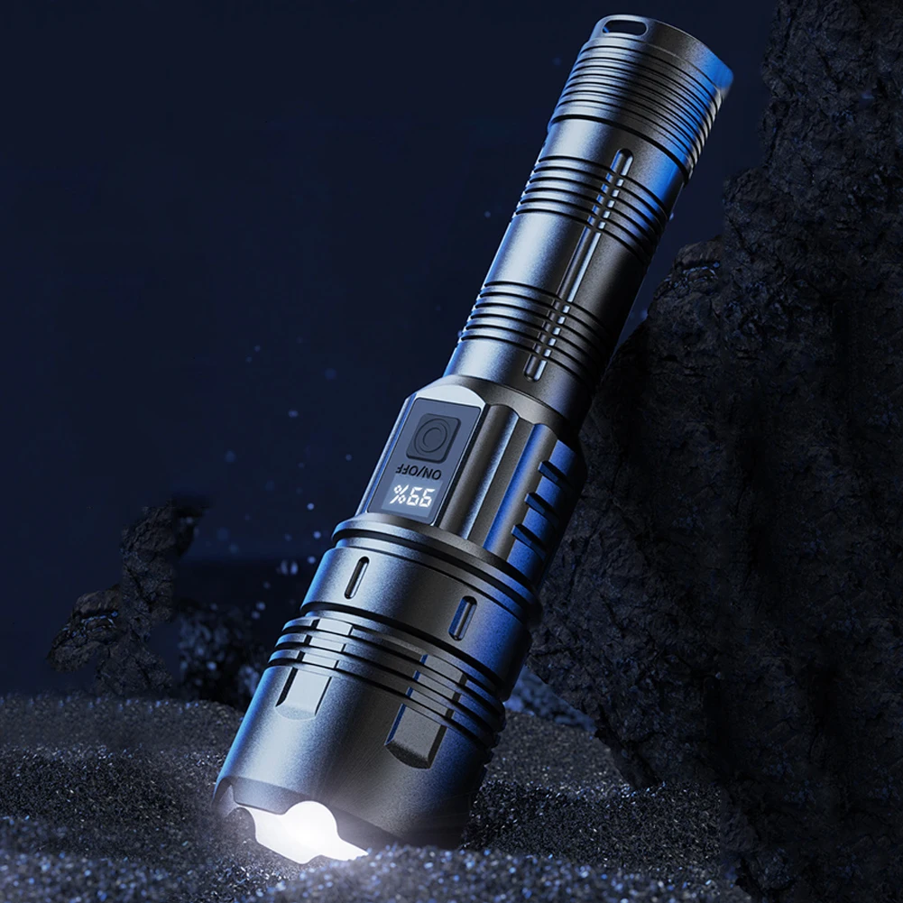 

LED Portable Flashlight Power Display 1200LM Telescopic Focusing Flashlight Type C USB Charging for Outdoor Fishing Emergency