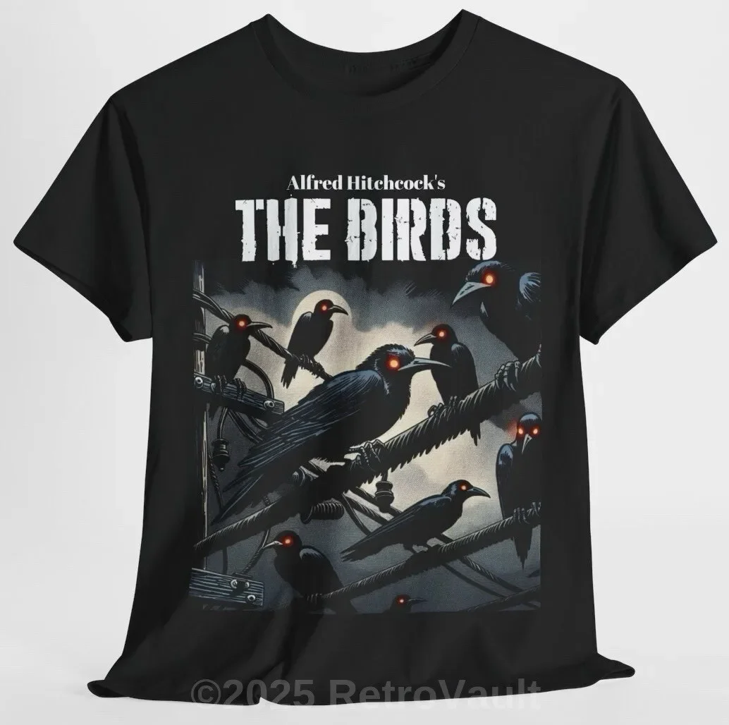 The Birds T Shirt - 60’s Alfred Hitchcock Horror Classic Graphic Art Tee - New