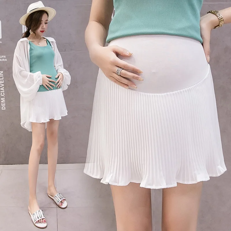 

Pregnant women summer short skirt big yards outside the leisure wear fashion chiffon pleated skirt son pregnant mother joker tro