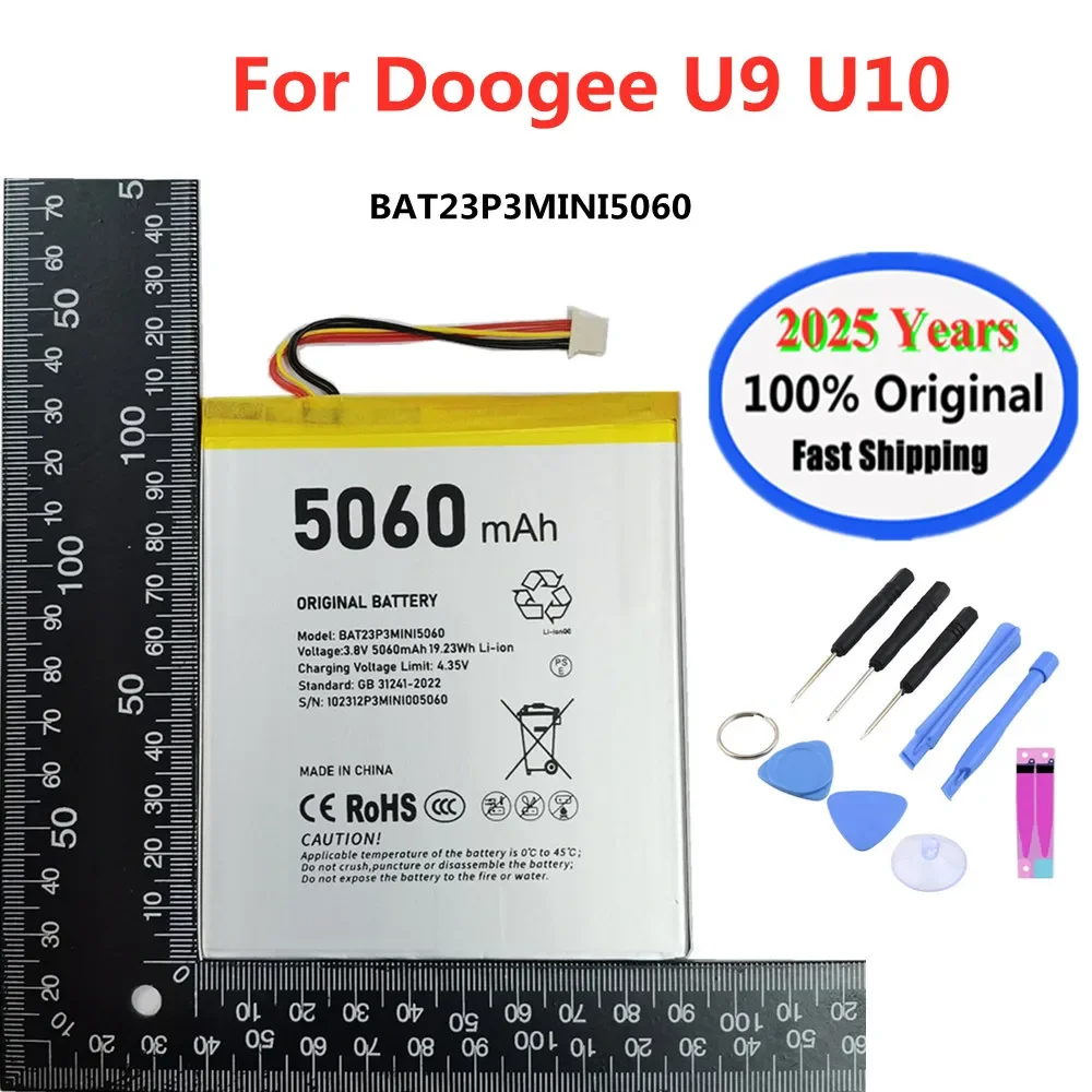 

2025 лет, 100% оригинальный аккумулятор BAT23P3MINI5060, 5060 мАч для планшета DOOGEE U9 U10, аккумулятор + бесплатные инструменты
