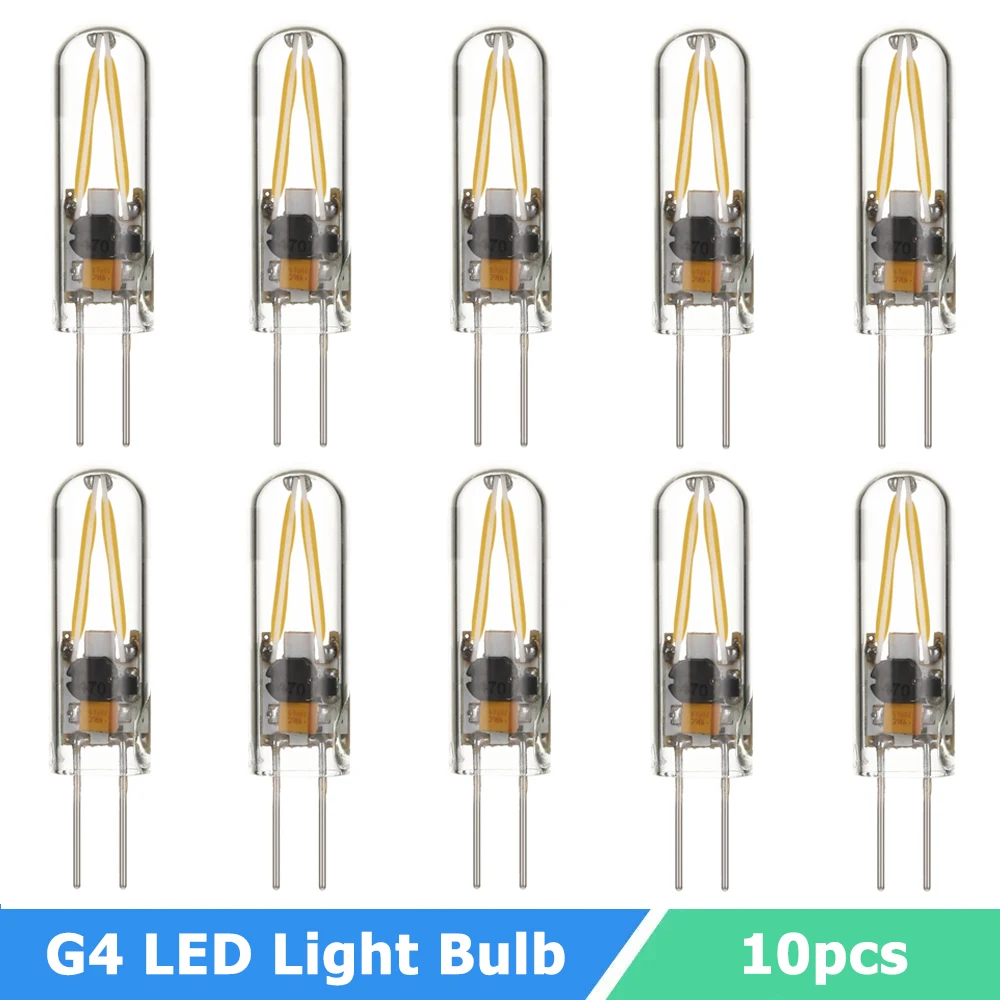 

10pcs Mini G4 LED Light Bulb 3W 12V LED Filament Lamp Warm White Glass Shell LED Bulb Cool/Warm White LED Light Chandelier