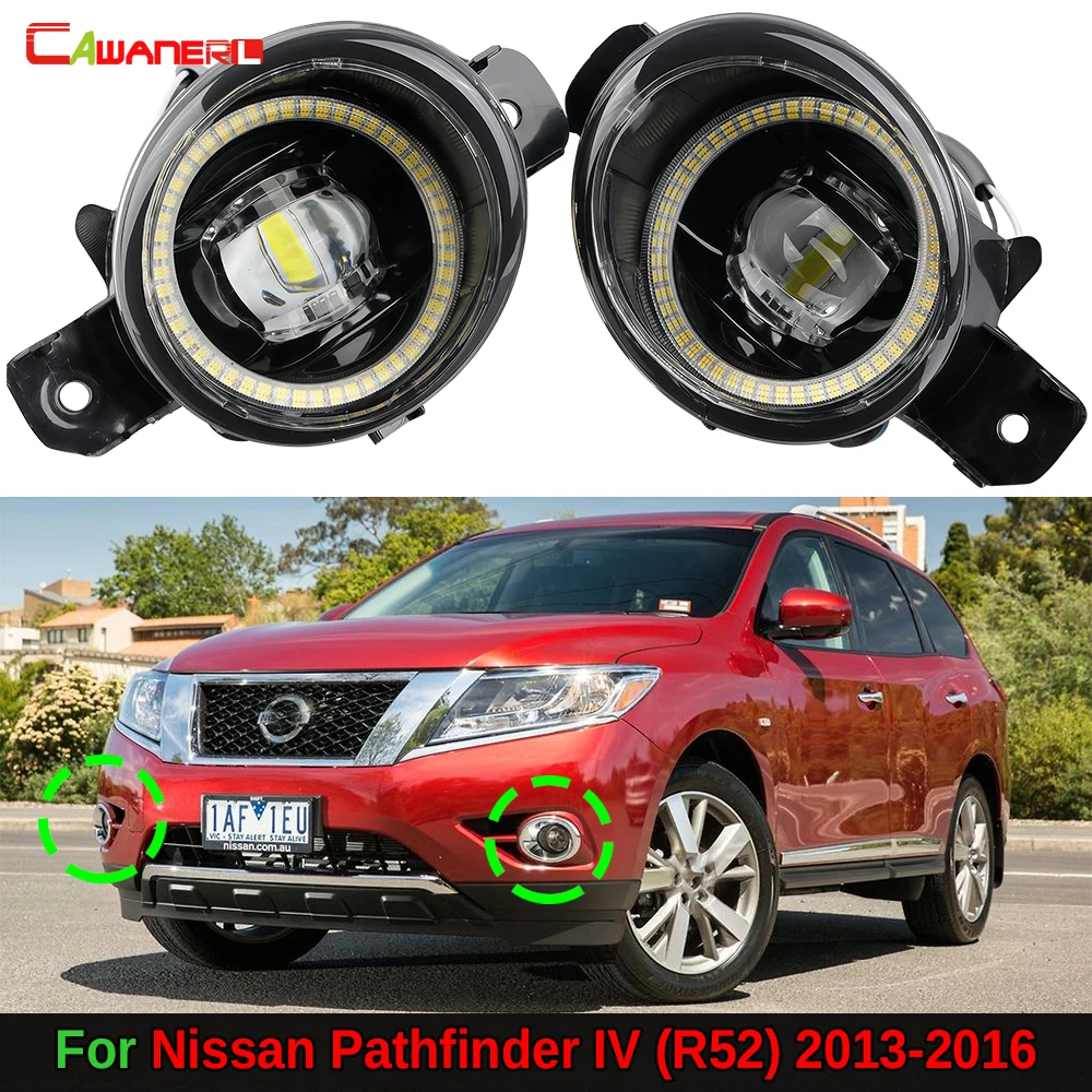 2 X Car LED Fog Light + Angel Eye Daytime Running Lamp DRL 30W H11 For Nissan Pathfinder IV (R52) 2013 2014 2015 2016