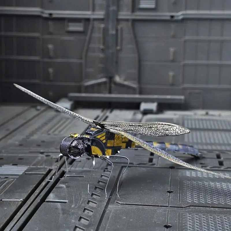 1 مجموعة بازل قطع اللعب سلسلة الحشرات لتقوم بها بنفسك تجميع صغير ثلاثية الأبعاد لغز معدني اللون اليعسوب نموذج للأطفال 14 + هدية الكبار