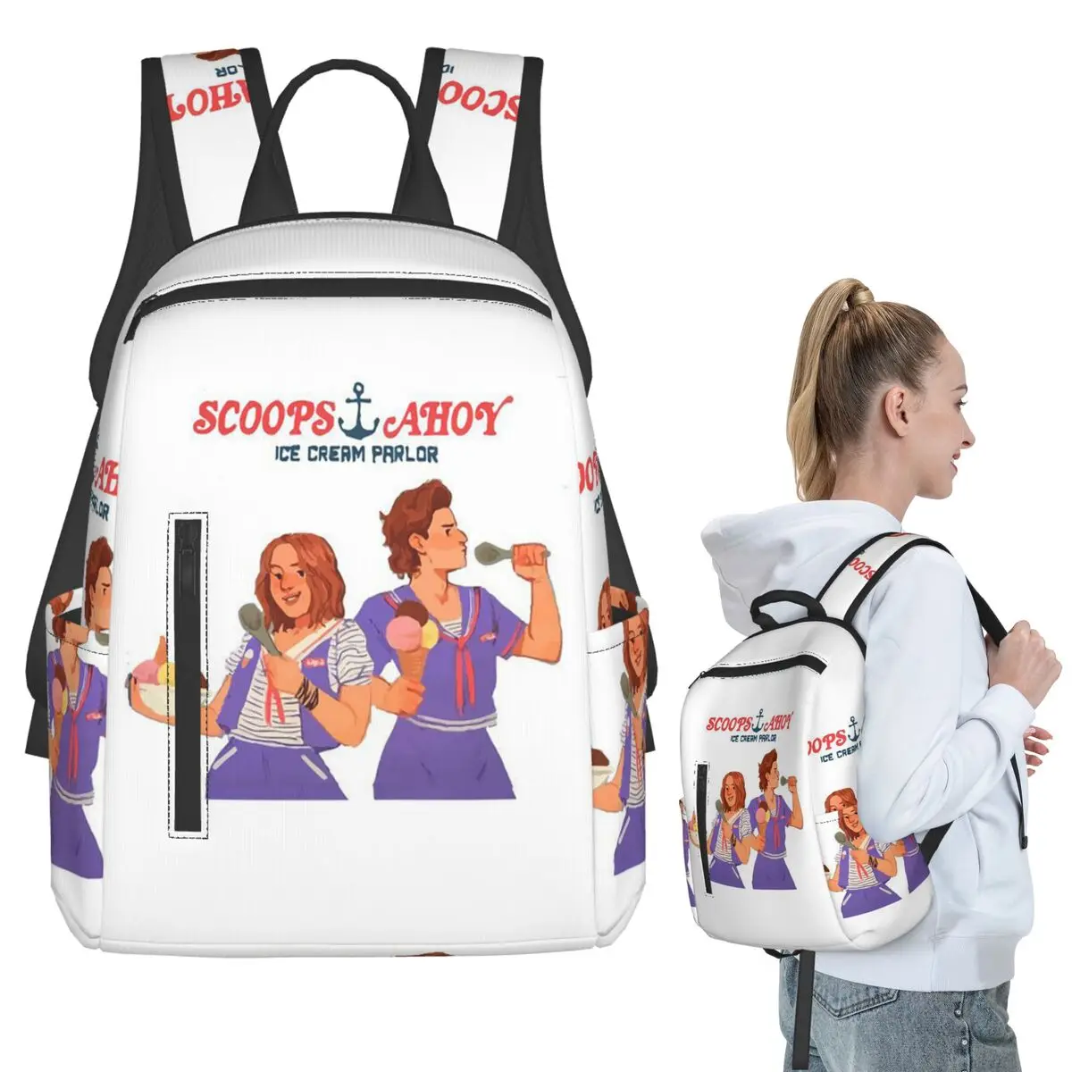 

Dingus By Teeourguest Scoops Ahoy Backpack Student Boys Girls BookBag Children School Bag Laptop Shoulder Bags for Men Women