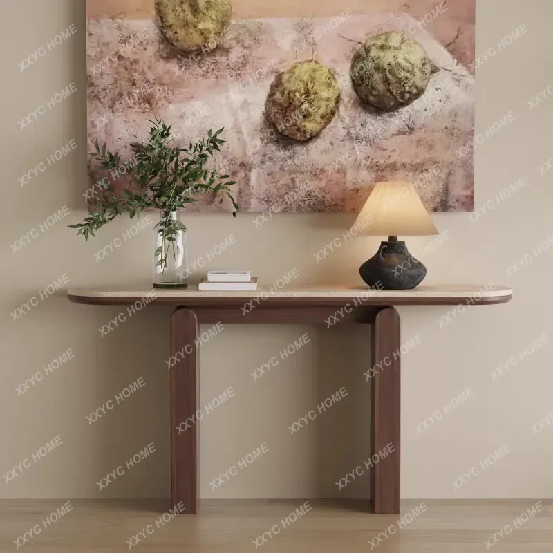 KS Wabi Sansan Solid Wood Travertine Slate Xuanguantai Hotel Corridor Aisle Wall Long Table Xuanguantai Strip
