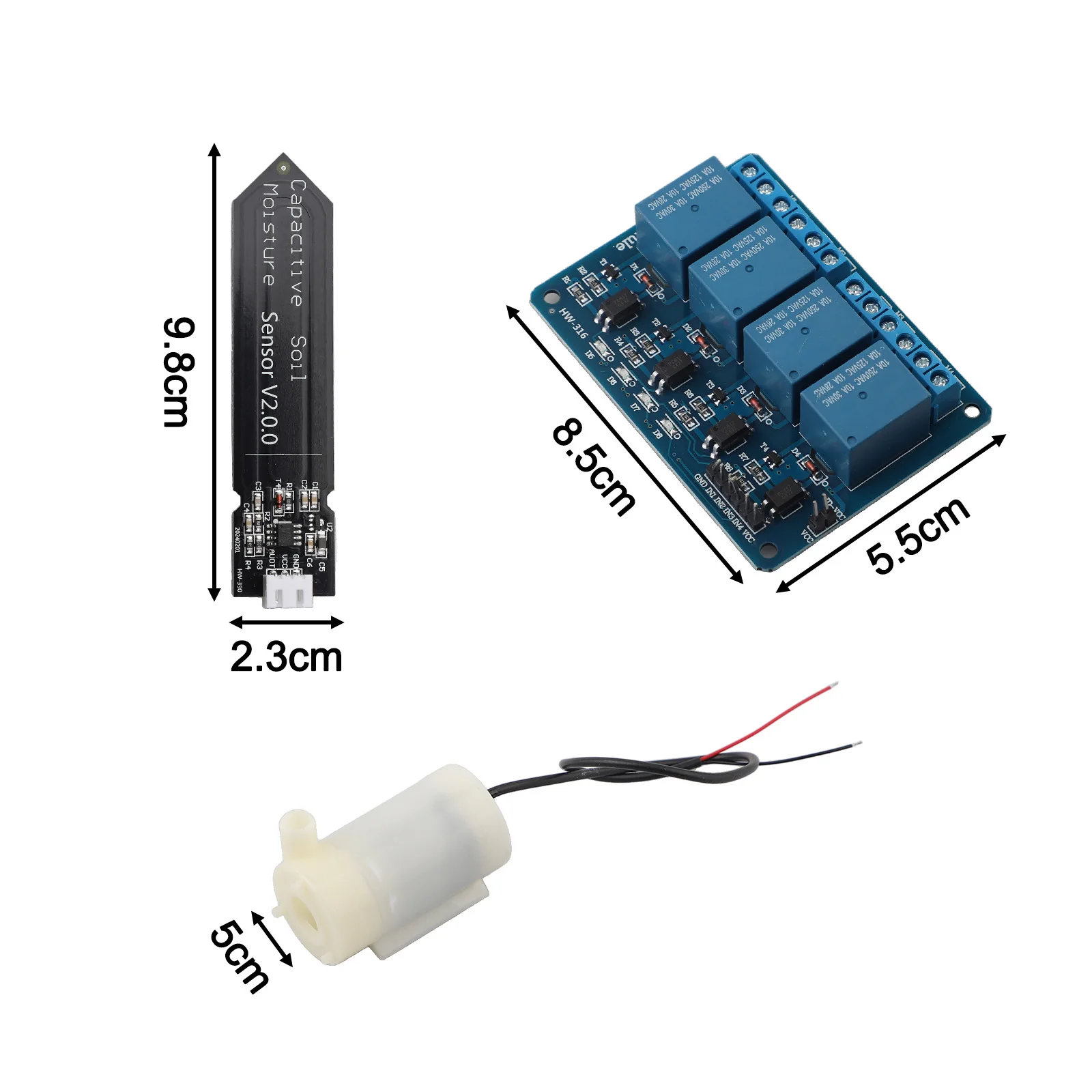 Watering Device Soil Moisture Sensor Automatic Watering System 4-Channel Relay Module Capacitive Sensor Technology