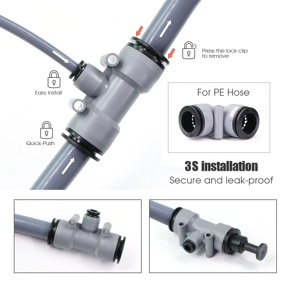 1/2 "PE موصل الخرطوم حديقة الدفيئة بالتنقيط سقي أنبوب تركيبات ل OD-16mm أنابيب الري المشتركة المحملة مستقيم الكوع التوصيل #3