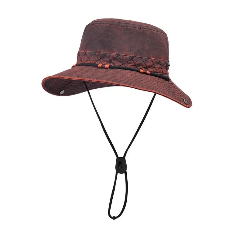 Unisex Vintage Outdoor Hiking Cowboy Fisherman's Hat Washed and Distressed Finish Versatile Summer Sun Protection Hat
