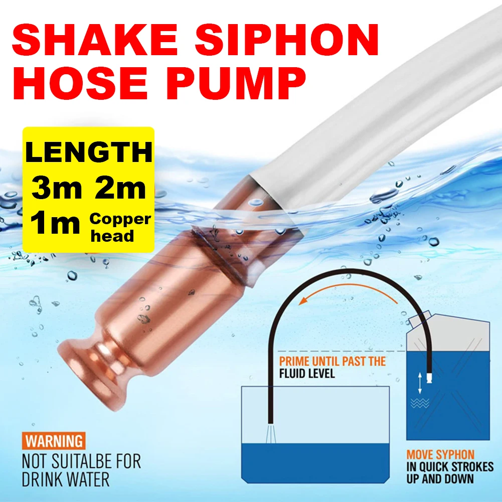 Shake A Pumping Pipe Copper Siphon Pumping Refueling Pipe 1-3m Manual Pump Oil Pipe Plus Urea PVC Pipe Diesel Self Priming Tools