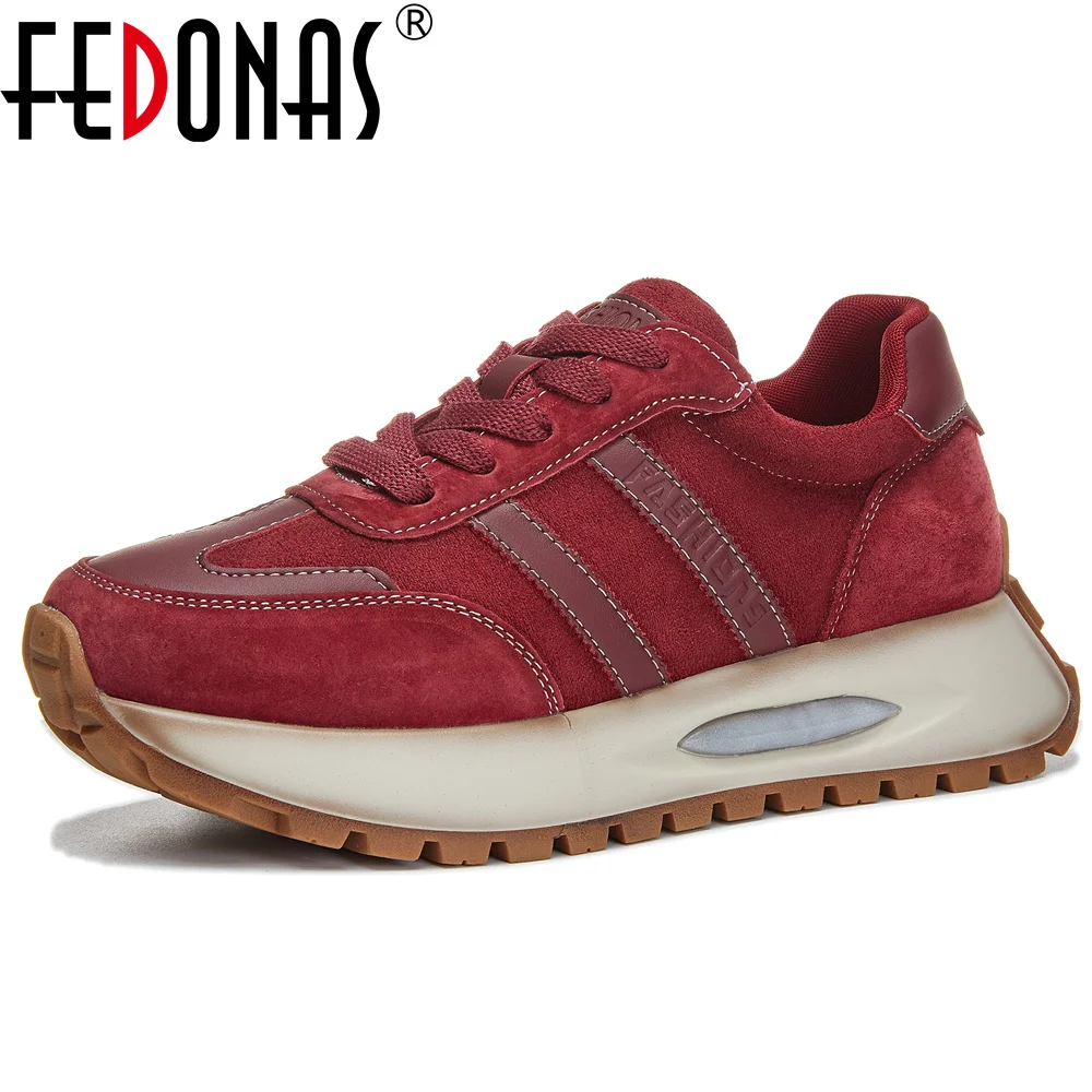 FEDONAS New Women Breathable Genuine Leather Sneakers Platforms Casual Sport Shoes Woman Lace Up Sneakers Size 35-40