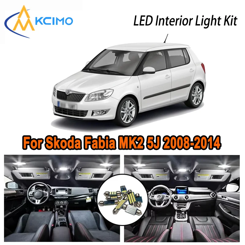 

For Skoda Fabia MK2 5J 2008-2014 2009 2010 2011 2012 2013 LED Interior Dome Map Trunk Light Kit Car Led Lamps Canbus No Error