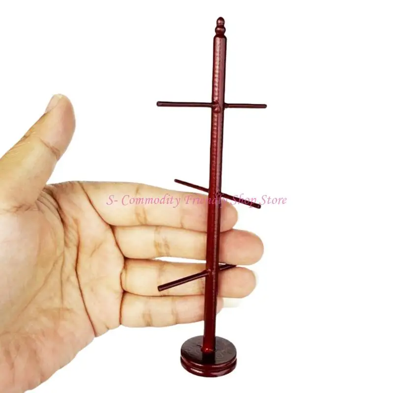 85AE Antique 1/12 Nhà Búp Bê Móc Nhà Tổ Chức Đồ Nội Thất Thu Nhỏ Giá Áo Tượng