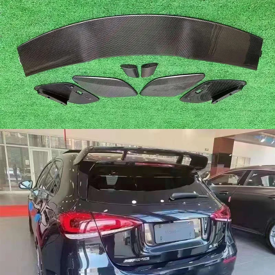 

For Mercedes Benz A Class W177 A220 A260 AMG 2019+ Carbon Fiber Tail fins Rear Trunk Spoiler Guide Wing Rear Wing Car Diverter