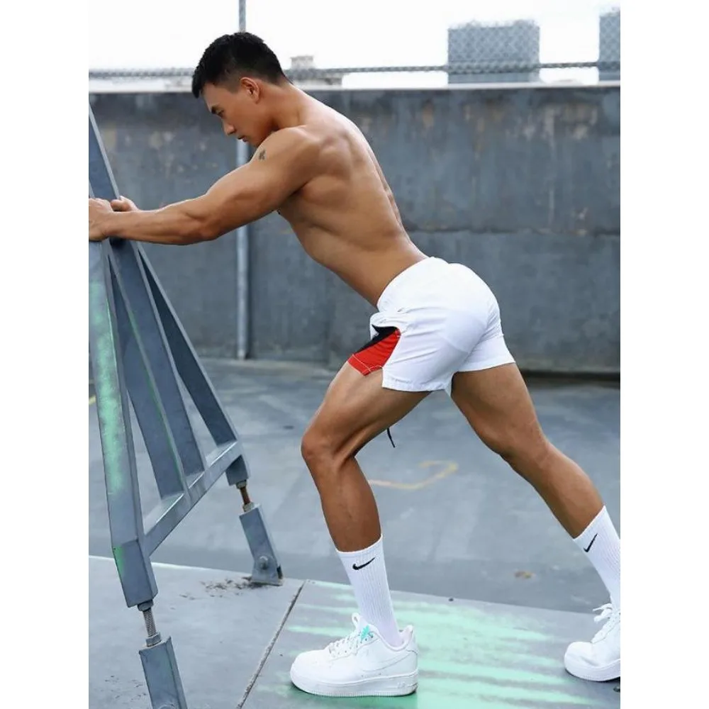 Short de basket-ball à entrejambe ouvert pour hommes, pantalons de course respirants, pantalons de survêtement décontractés, streetwear Y2K, pantalons chauds de même sexe, court, été