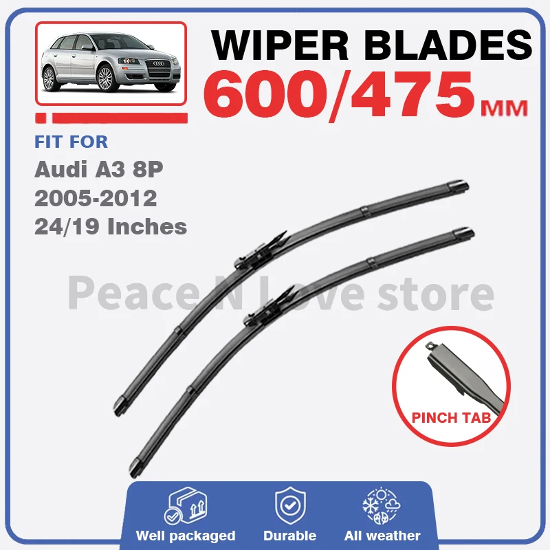 

Front Windshield Wiper Blades For Audi A3 8P 2005 - 2012 S3 RS3 Sportback 8PA Windscreen Window 2006 2007 2008 2010 Accessories