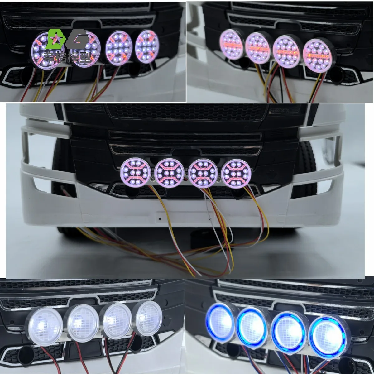 

4 PCS RC 1/14 Toy Truck Metal LED Grille Lights For Tamiya SCANIA 770S 6x4 8x4 1/14 RC Tractor Truck Toys DIY Parts Accessories