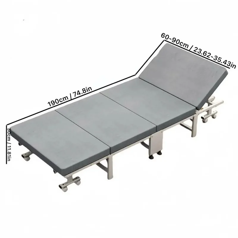 Lit pliant avec rangement compact haute densité avec matelas éponge haute densité, lit simple, facile à assembler, léger