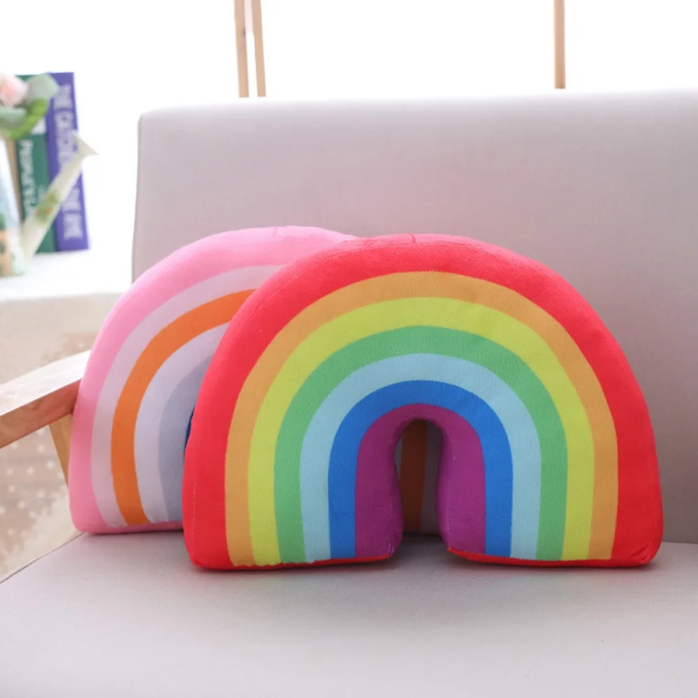 Cute Rainbow Shaped Pillow Kids Plush Toy Office Sleeping Neck Pillow Children\'s Room Soft Comfortable Cushion Home Decor