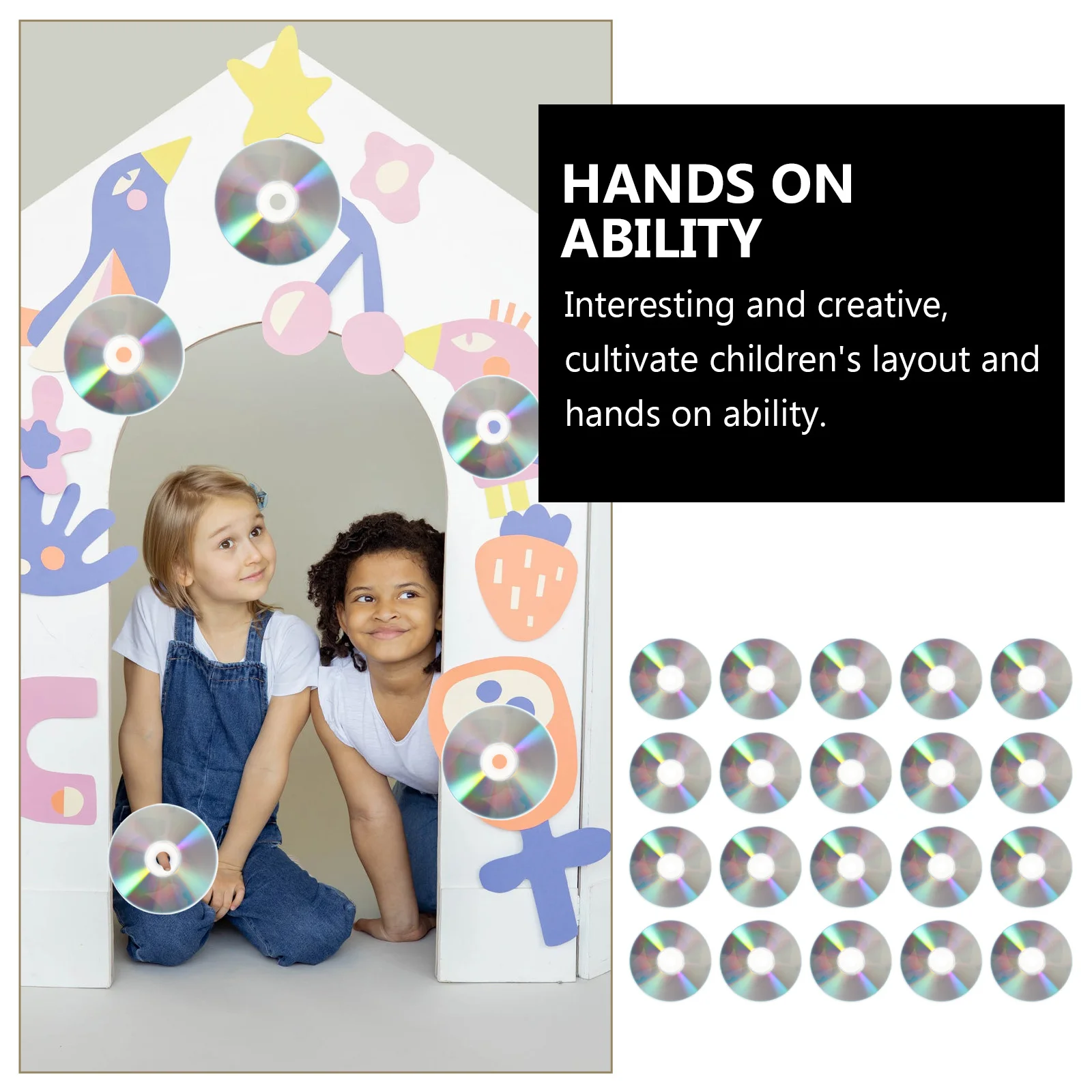 

50Pcs Creative DIY Cd Discs Decorative Handmade Reflective Craft Supplies for Home Kindergarten Intellectual Development