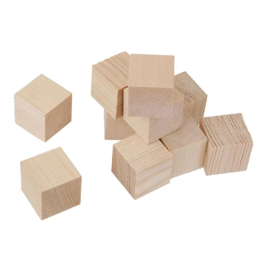 10 cubi di blocchi di legno da 25 mm, abbellimento per lavori artigianali in legno