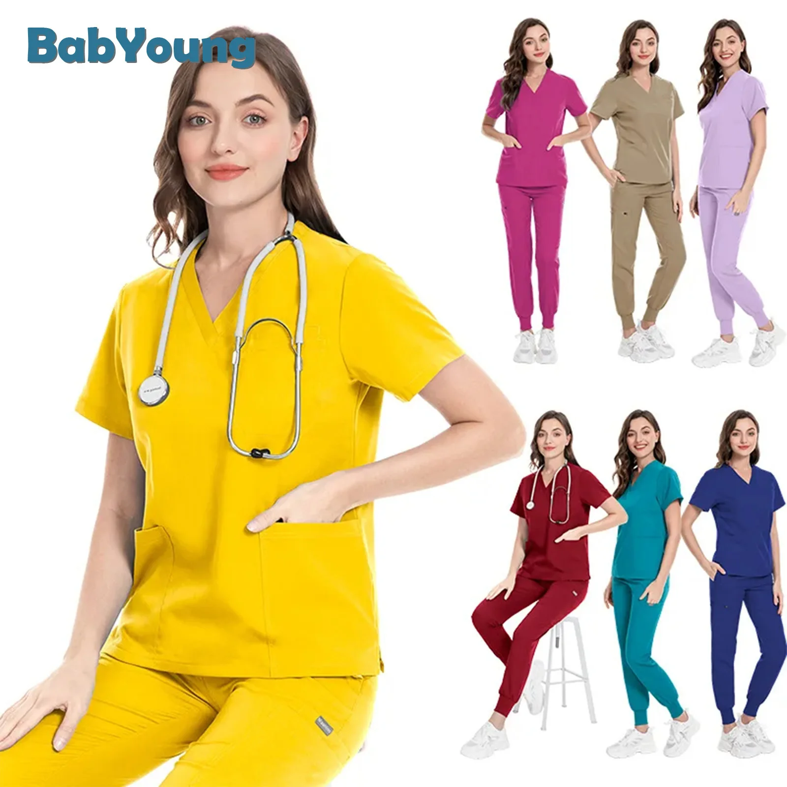 New Operating Room Upgrade Uniform Hospital Working Scrubs Set Medical Supplies Nurse Dental Surgery Suit Workwear XS~XXL