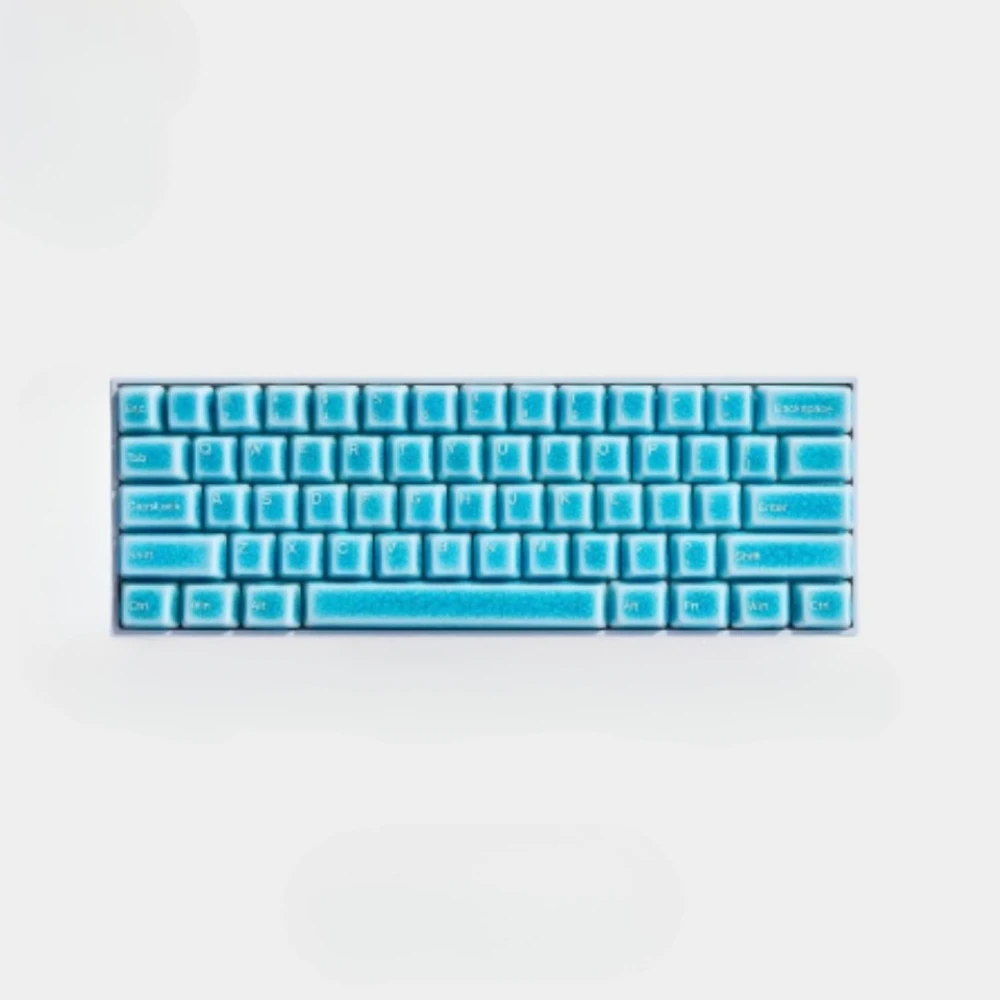 Ceramic Keycaps Set 87/TKL Artisan Point Keycap Ice Crack Cherry Profile Semi Transparent Blue Key Caps Keyboard Accessories
