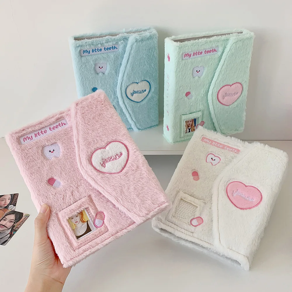 Cartoon Plush A5 Kpop Binder Photocard Holder Idol Photo Album Photocards Collect Book Kawaii School Stationery Picture Albums