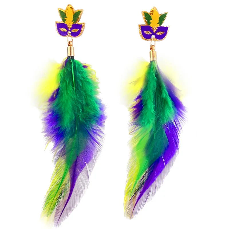 New Carnival Earrings Festival Atmosphere Multi Material Earrings Sparkling Flaps Tassel Earrings Shining Beads Feathers Earring