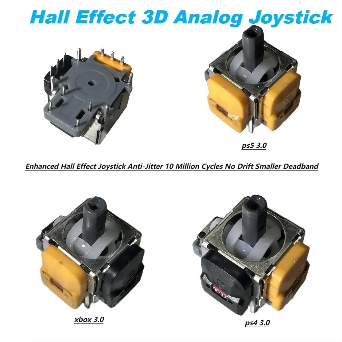 Hall Effect Joystick para PS4, PS4, PS5, XBOX, placa aprimorada, sem jitter, zonas mortas menores, sem drift, novo aprimorado 3.0, 100-10pcs