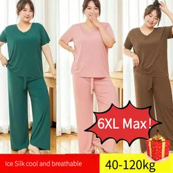 Kadınlar için artı boyutu pijama kadın 4xl 5xl 6xl De veranopara Mujer Nuevo En Pijamas yeni kadın pijama setleri Loungewear pj