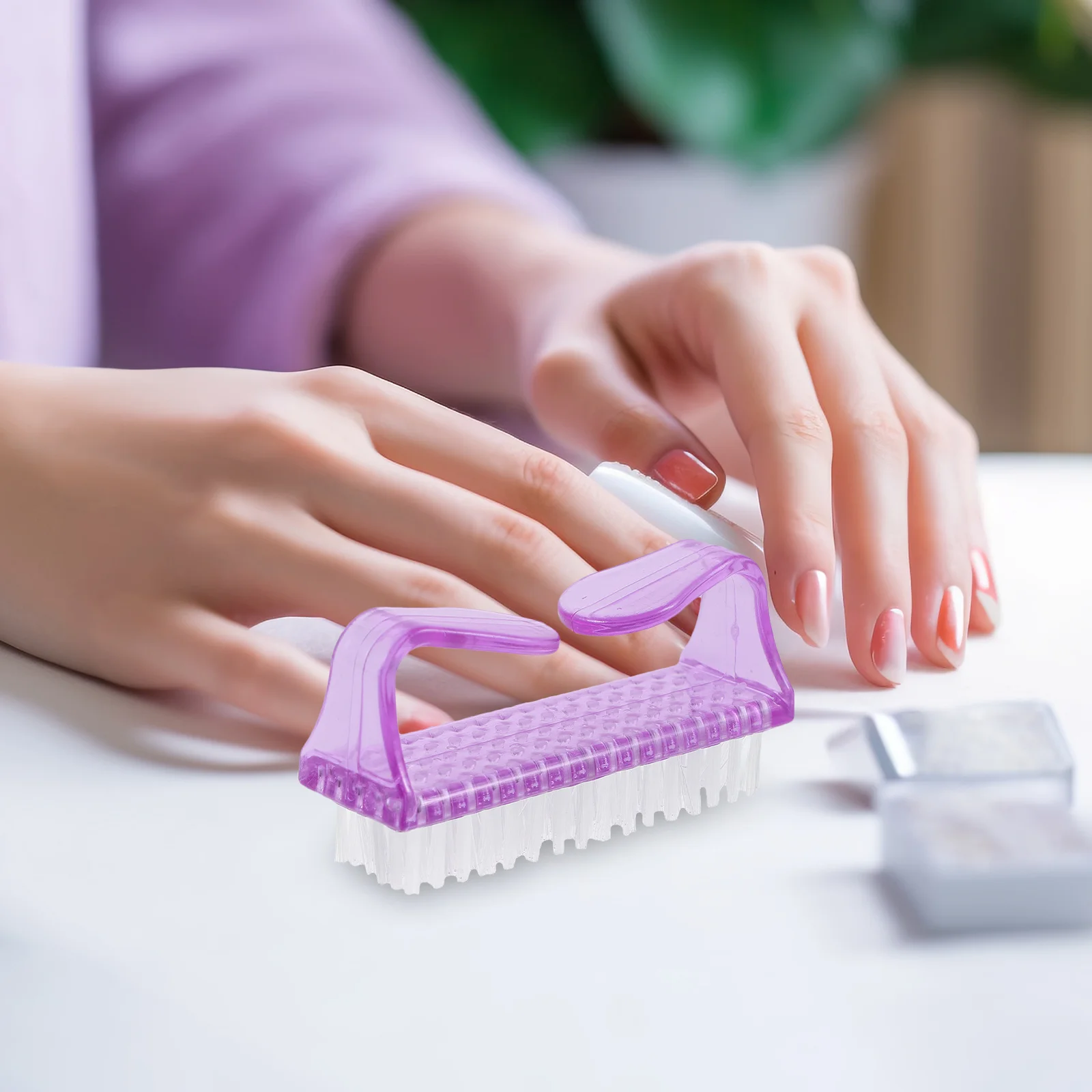 1 cepillo de limpieza de uñas, cepillo de plástico para manos y pies, herramienta de eliminación de polvo para manicura en casa, Kit de cuidado de uñas