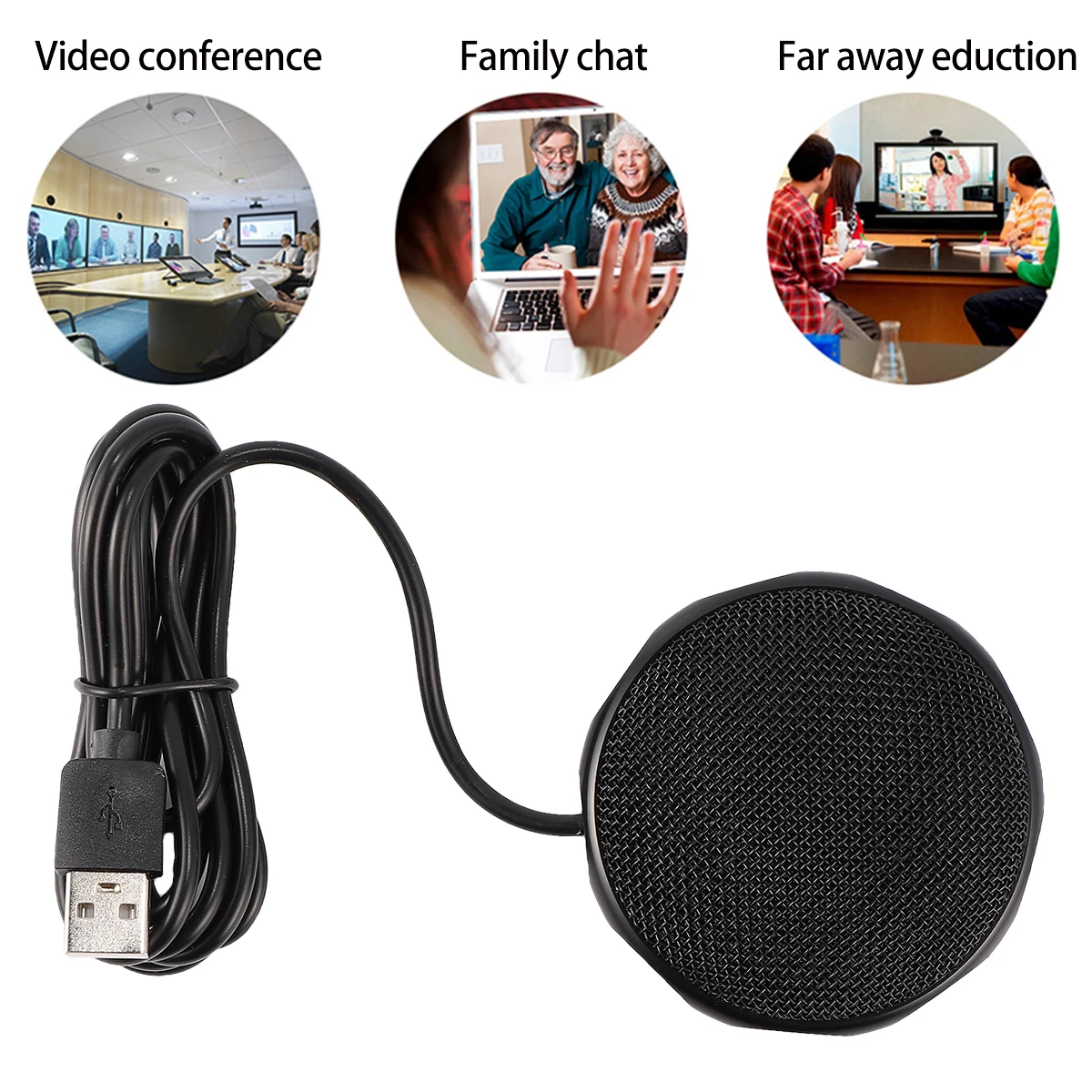 ميكروفون لاقط 360 درجة، مكثف متعدد الاتجاهات، ميكروفونات الكمبيوتر المحمول USB للكمبيوتر المدمج في المؤتمرات