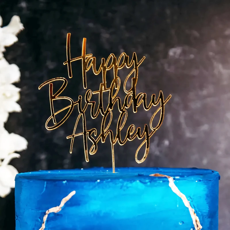 

Happy Birthday Cake Topper Personalized Name Cake Topper, Custom Acrylic Cake Topper and Wooden Cake Topper