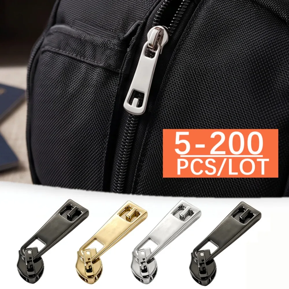 5-200Pcs 5# Nylon Zipper Puller Clothes Bags Zippers Repair Slider for Plastic Zips Heart Zip Head Handle Sewing Accessory