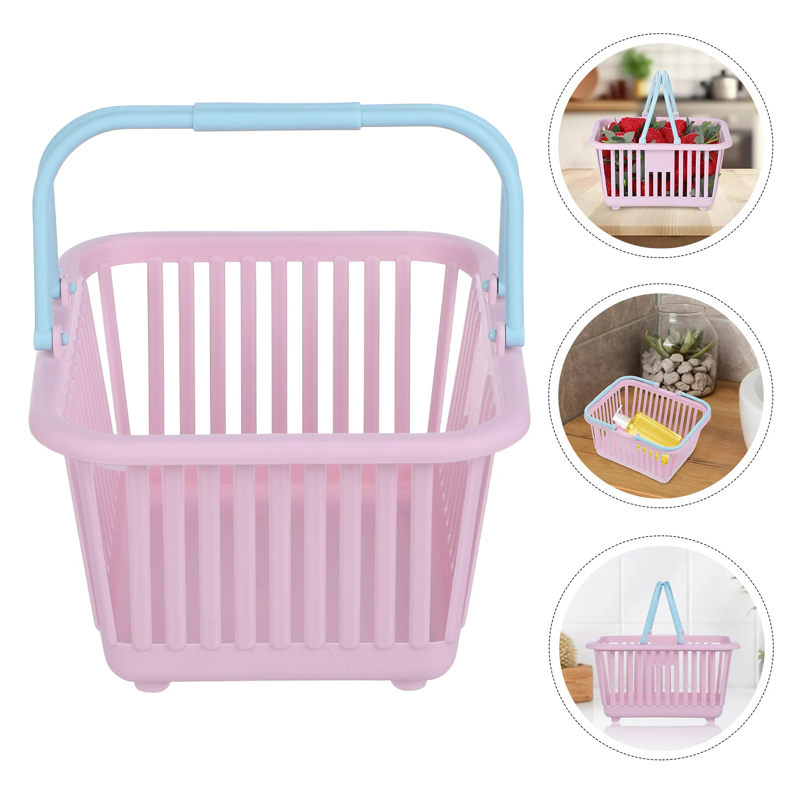 

3Pcs Shopping Basket Kids Mini Small Grocery Storage Container Durable Plastic Sundries Holder for Home Bath Organization